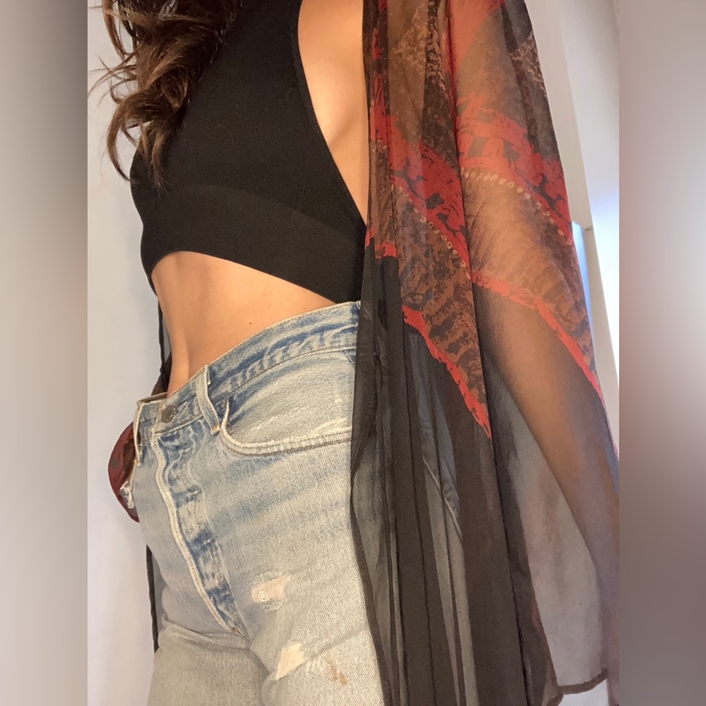 STONE COLD FOX SHEER SILK VIOLANTE DUSTER ROBE FOR LOVE LEMONS ZIMMERMANN BOHO - Picture 8 of 12